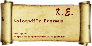 Kolompár Erazmus névjegykártya